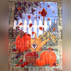Large Fall Harvest, Pumpkins, Apples, Pitcher, House Flag Decorative 25.5" x 38"